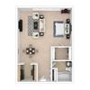 Studio A Floor Plan Image 540 sq ft